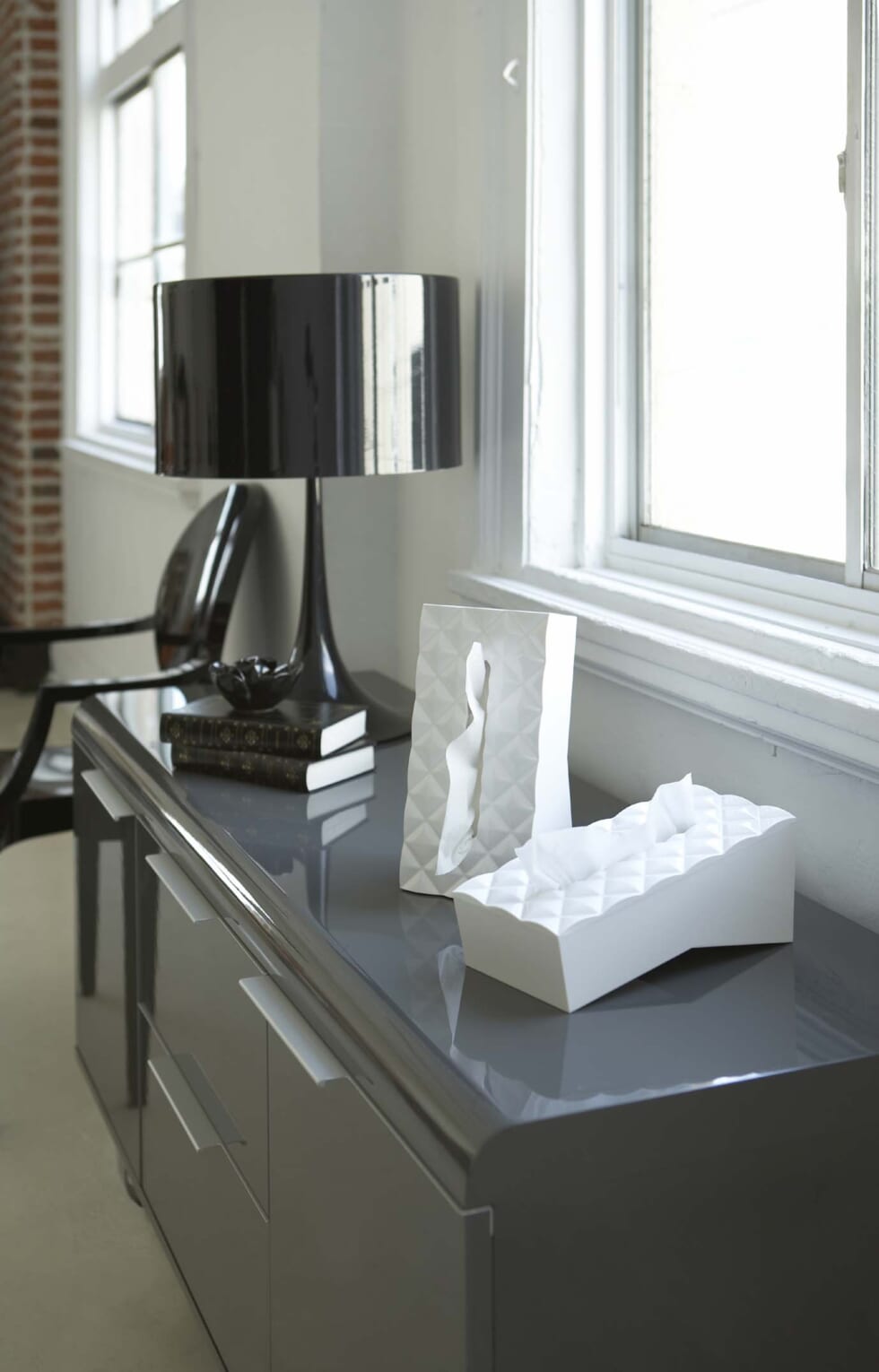 モダンなダイヤ柄ティッシュケース