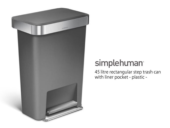 simplehuman レクタンギュラーステップダストボックス45L(プラスチック ...