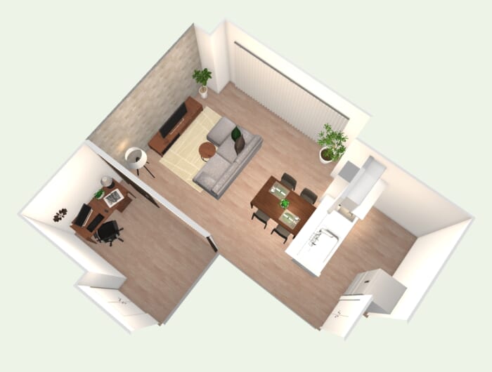 お部屋が広く感じるくつろぎの空間