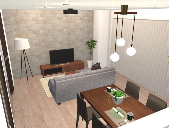 内装と調和した、ソファでくつろぐナチュラルモダンなお部屋