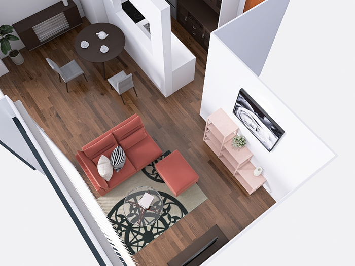 お部屋を広く感じられる、高級感と個性とを感じるお部屋