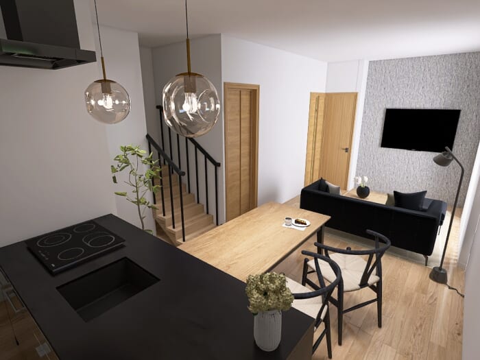 黒が映える明るいジャパンディリビング