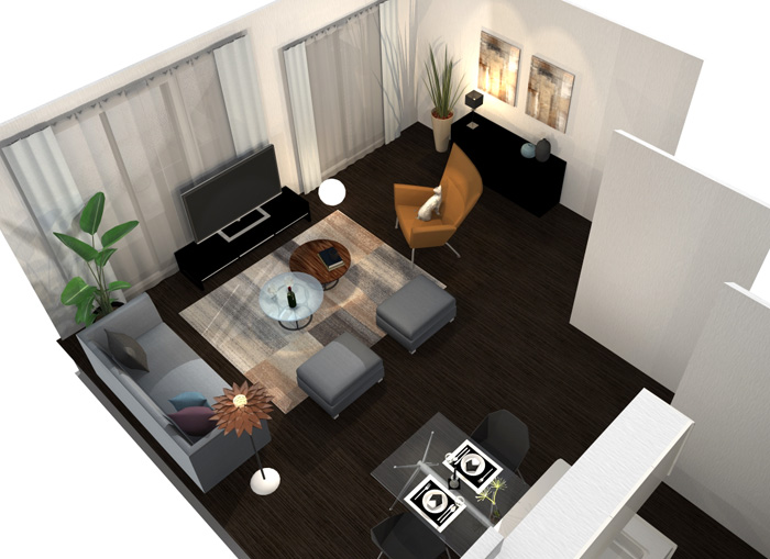 リビングチェアが主役の北欧モダンなお部屋 家具レンタル