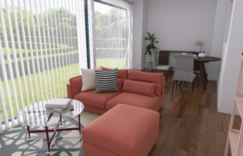 お部屋を広く感じられる、高級感と個性とを感じるお部屋