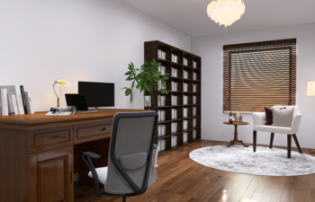 ホテルの一室をおもわせる高級感のある書斎