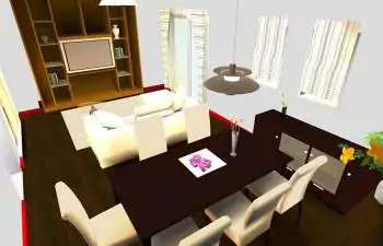 大型収納とシンプルな家具で、すっきりとした部屋