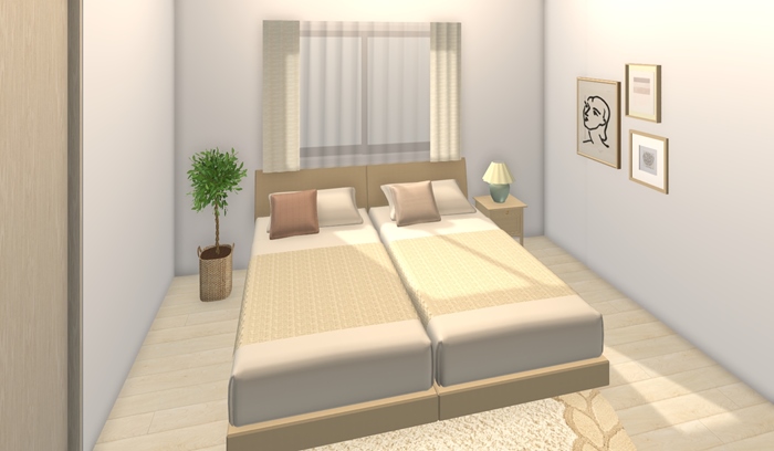 韓国インテリアスタイルのベッドルーム